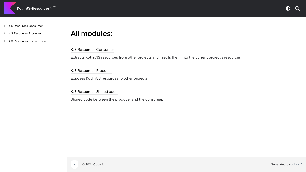 Kotlin/JS Resources Plugin website screenshot