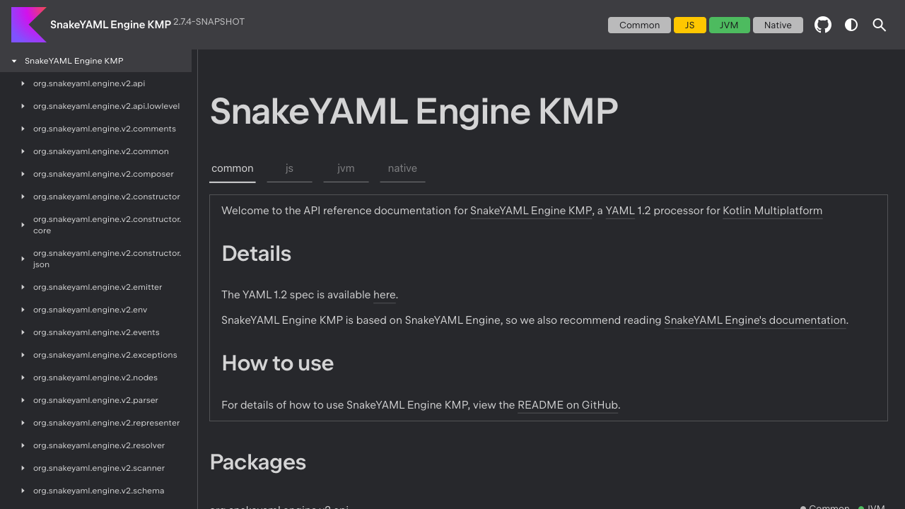 SnakeYAML Engine KMP website screenshot